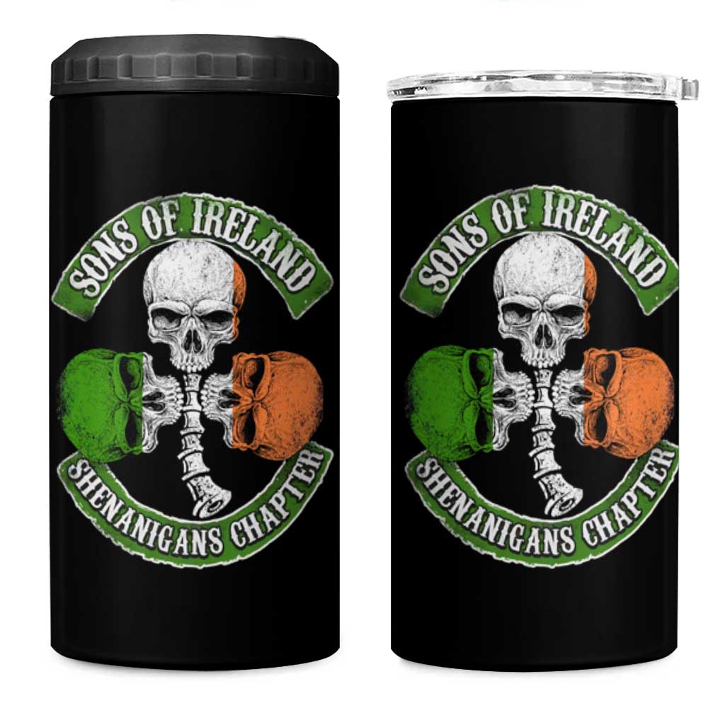 Irish Pride 4 in 1 Can Cooler Tumbler Sons Of Ireland Shenanigans Chapter Skull Shamrock