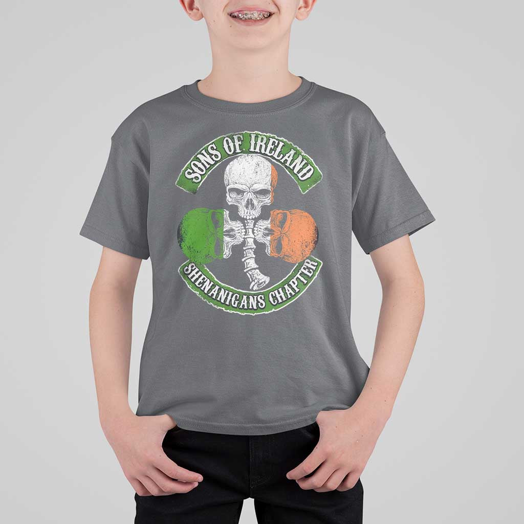 Irish Pride T Shirt For Kid Sons Of Ireland Shenanigans Chapter Skull Shamrock