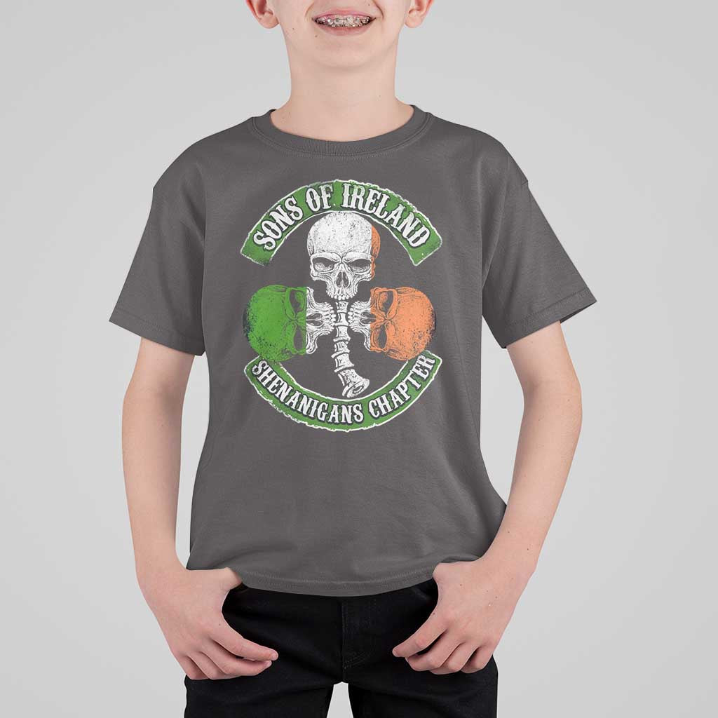 Irish Pride T Shirt For Kid Sons Of Ireland Shenanigans Chapter Skull Shamrock