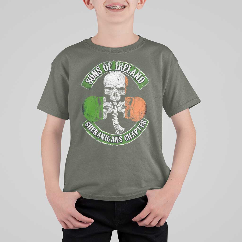 Irish Pride T Shirt For Kid Sons Of Ireland Shenanigans Chapter Skull Shamrock