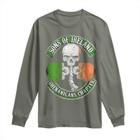 Irish Pride Long Sleeve Shirt Sons Of Ireland Shenanigans Chapter Skull Shamrock