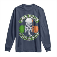 Irish Pride Long Sleeve Shirt Sons Of Ireland Shenanigans Chapter Skull Shamrock