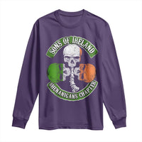 Irish Pride Long Sleeve Shirt Sons Of Ireland Shenanigans Chapter Skull Shamrock
