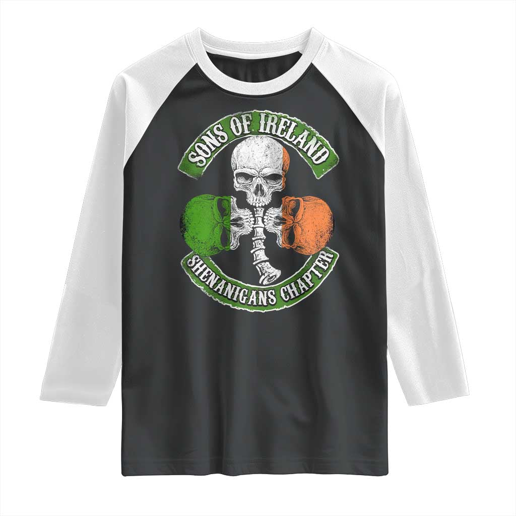 Irish Pride Raglan Shirt Sons Of Ireland Shenanigans Chapter Skull Shamrock