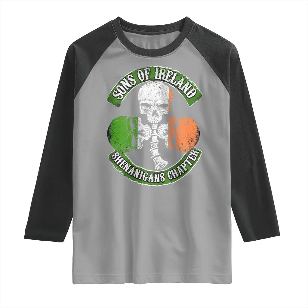 Irish Pride Raglan Shirt Sons Of Ireland Shenanigans Chapter Skull Shamrock