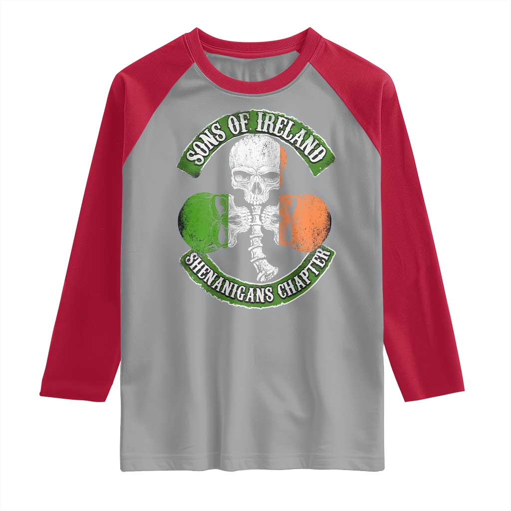 Irish Pride Raglan Shirt Sons Of Ireland Shenanigans Chapter Skull Shamrock