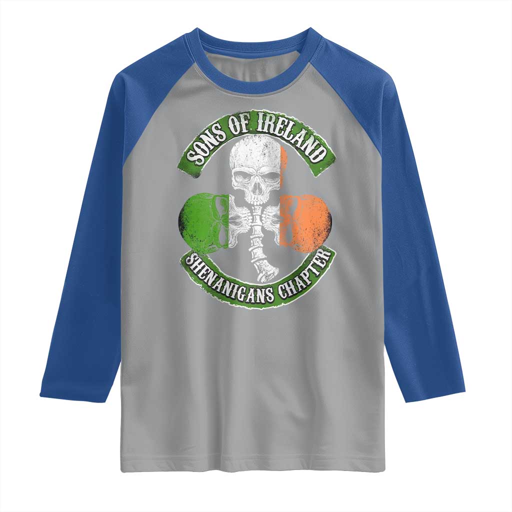Irish Pride Raglan Shirt Sons Of Ireland Shenanigans Chapter Skull Shamrock