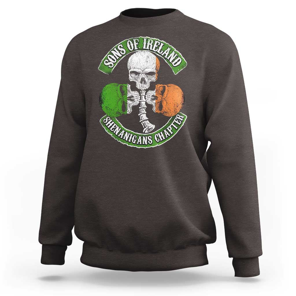 Irish Pride Sweatshirt Sons Of Ireland Shenanigans Chapter Skull Shamrock