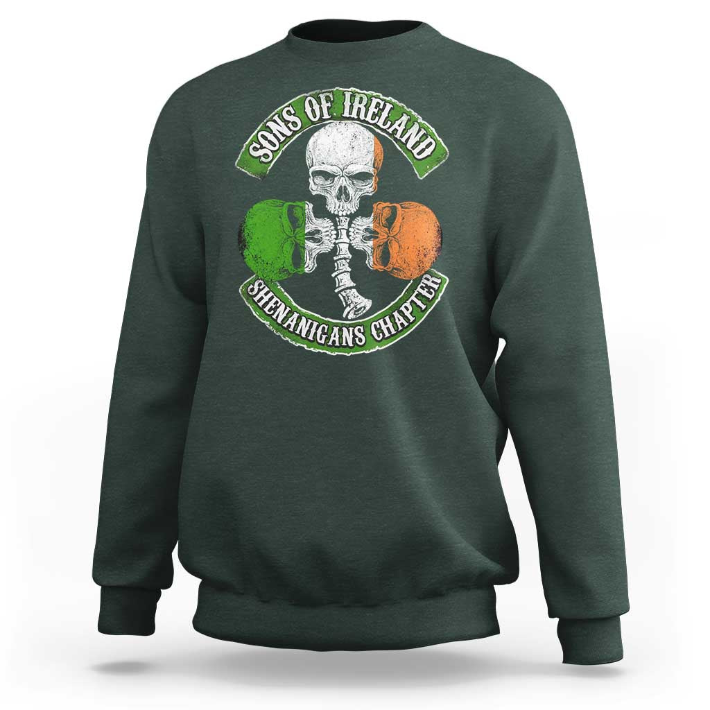Irish Pride Sweatshirt Sons Of Ireland Shenanigans Chapter Skull Shamrock