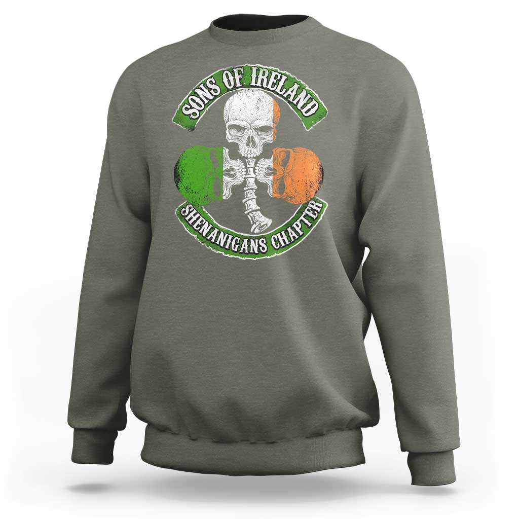 Irish Pride Sweatshirt Sons Of Ireland Shenanigans Chapter Skull Shamrock