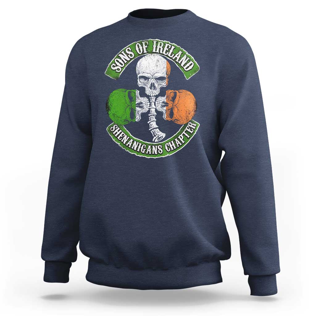 Irish Pride Sweatshirt Sons Of Ireland Shenanigans Chapter Skull Shamrock