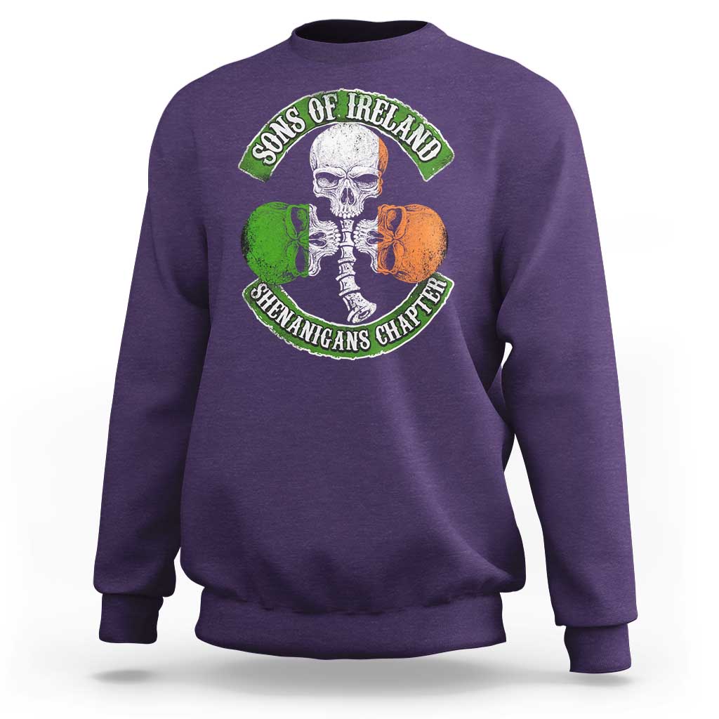 Irish Pride Sweatshirt Sons Of Ireland Shenanigans Chapter Skull Shamrock