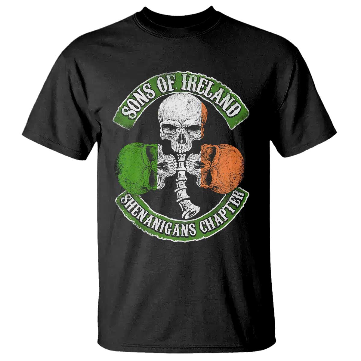 Irish Pride T Shirt Sons Of Ireland Shenanigans Chapter Skull Shamrock