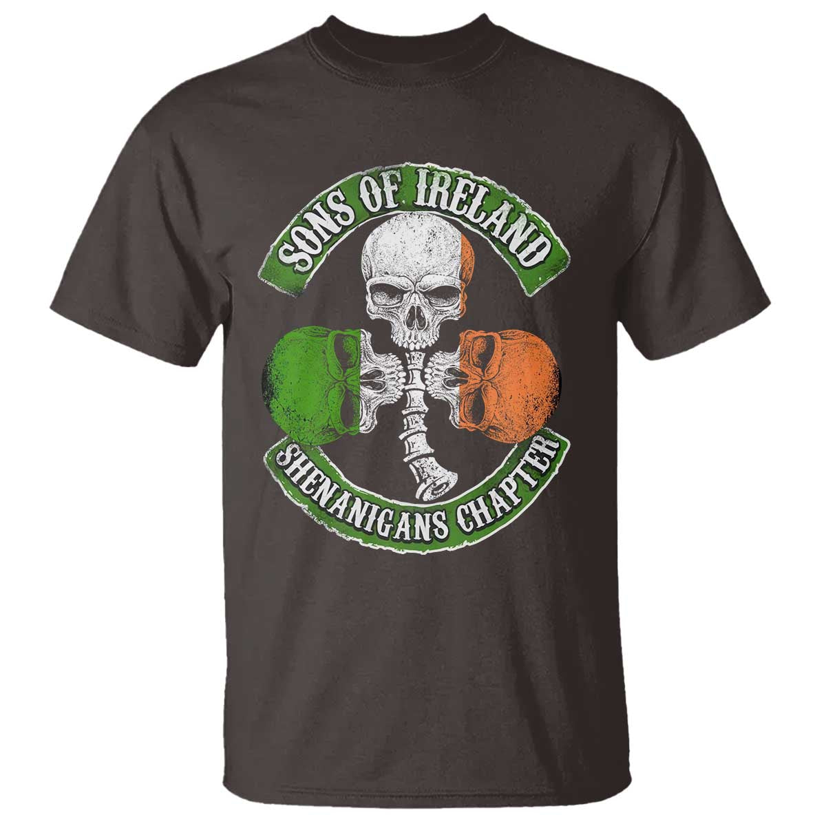 Irish Pride T Shirt Sons Of Ireland Shenanigans Chapter Skull Shamrock