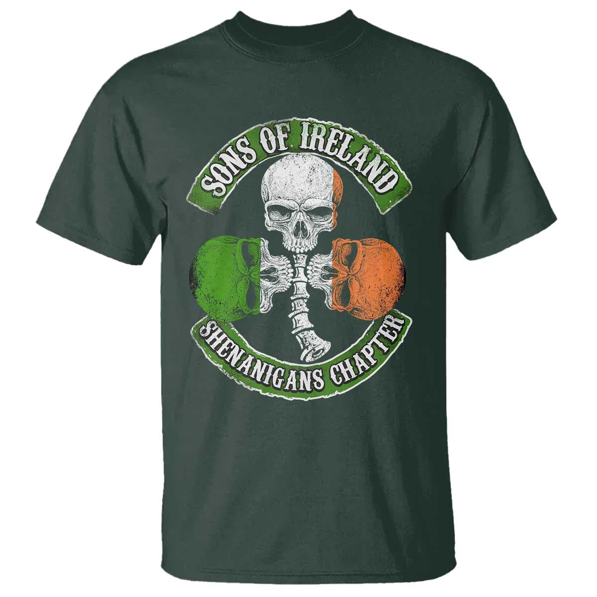 Irish Pride T Shirt Sons Of Ireland Shenanigans Chapter Skull Shamrock