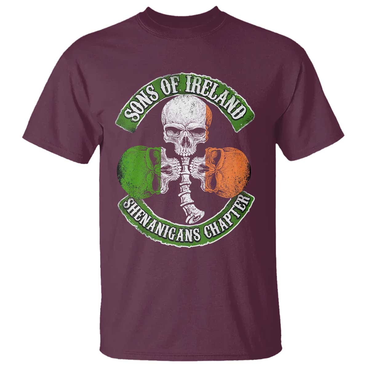 Irish Pride T Shirt Sons Of Ireland Shenanigans Chapter Skull Shamrock
