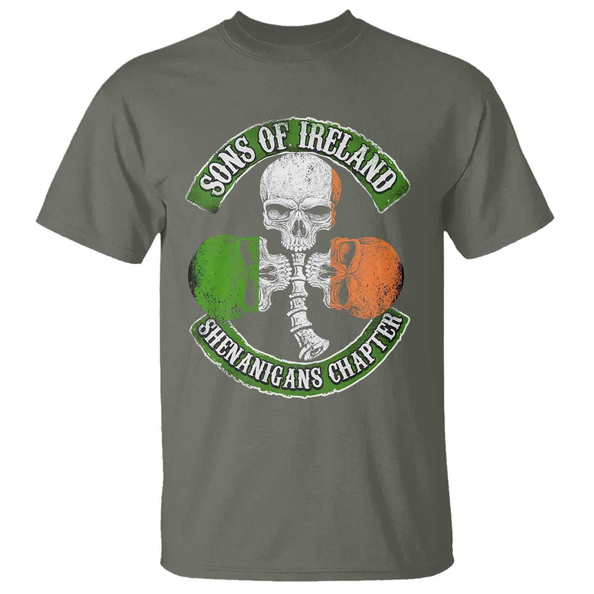 Irish Pride T Shirt Sons Of Ireland Shenanigans Chapter Skull Shamrock