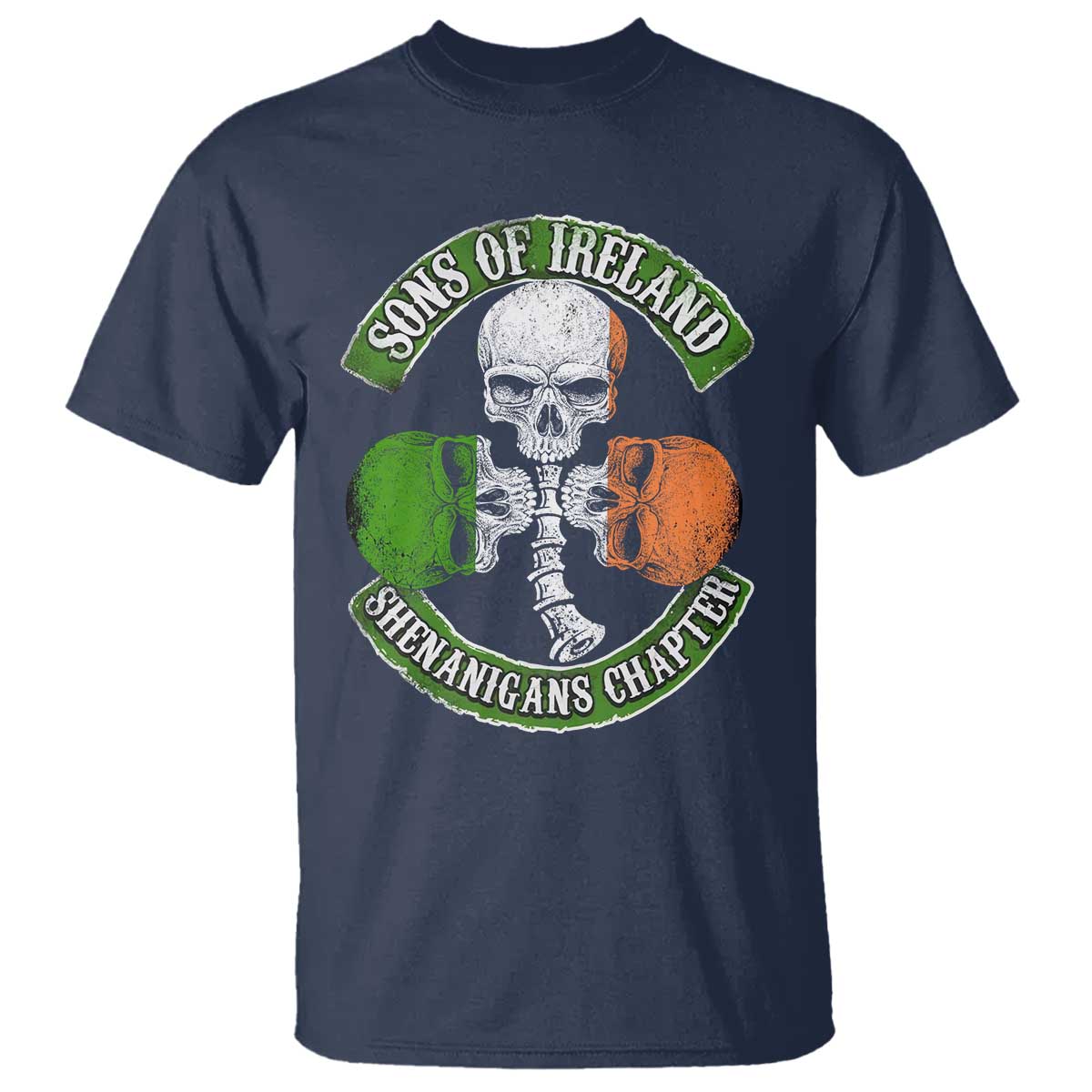 Irish Pride T Shirt Sons Of Ireland Shenanigans Chapter Skull Shamrock