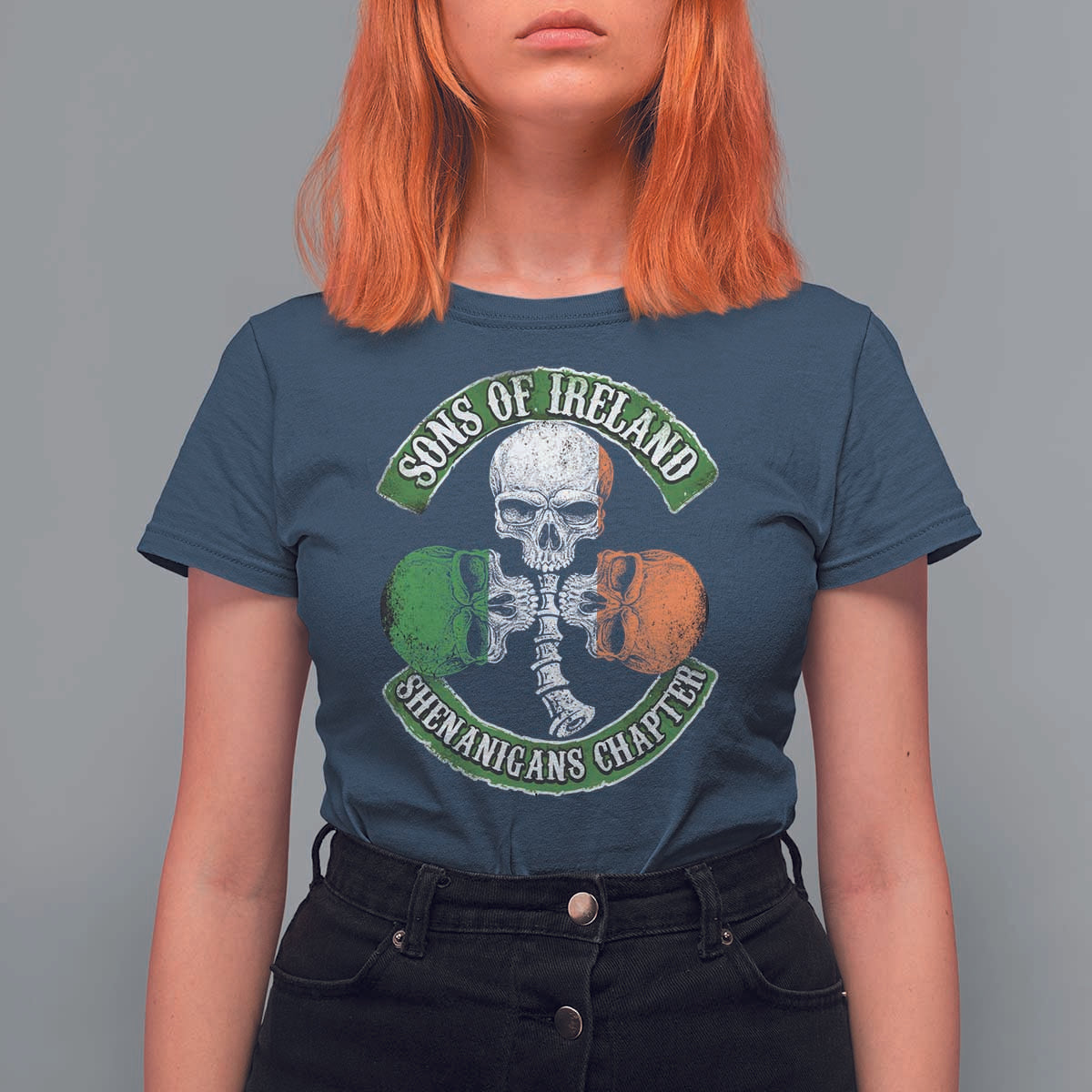 Irish Pride T Shirt For Women Sons Of Ireland Shenanigans Chapter Skull Shamrock