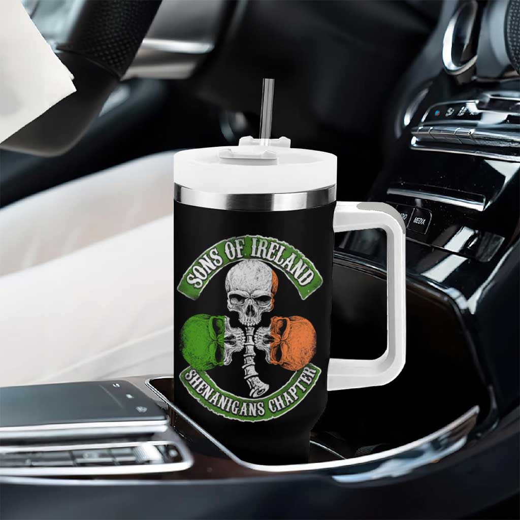 Irish Pride Tumbler With Handle Sons Of Ireland Shenanigans Chapter Skull Shamrock