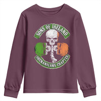 Irish Pride Youth Sweatshirt Sons Of Ireland Shenanigans Chapter Skull Shamrock