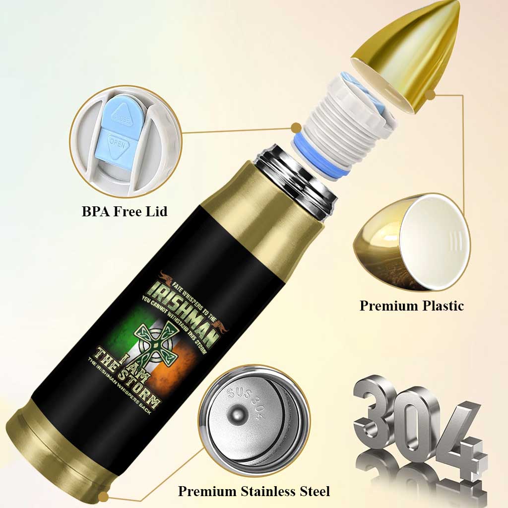 Irish Pride Bullet Tumbler Irish Warrior I Am The Storm The Irishman Whispers Back