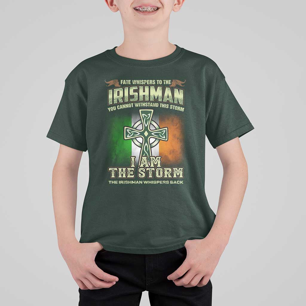 Irish Pride T Shirt For Kid Irish Warrior I Am The Storm The Irishman Whispers Back