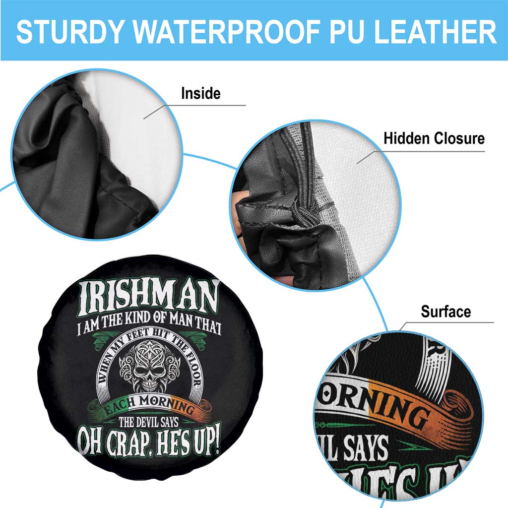 Funny Irishman Spare Tire Cover When My Feet Hit The Floor Each Morning The Devil Says Oh Crap He's Up