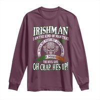 Funny Irishman Long Sleeve Shirt When My Feet Hit The Floor Each Morning The Devil Says Oh Crap He's Up