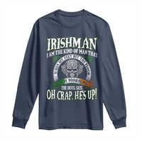 Funny Irishman Long Sleeve Shirt When My Feet Hit The Floor Each Morning The Devil Says Oh Crap He's Up