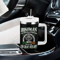 Funny Irishman Tumbler With Handle When My Feet Hit The Floor Each Morning The Devil Says Oh Crap He's Up