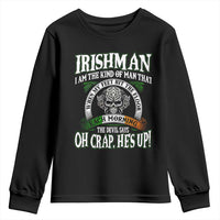 Funny Irishman Youth Sweatshirt When My Feet Hit The Floor Each Morning The Devil Says Oh Crap He's Up