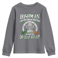 Funny Irishman Youth Sweatshirt When My Feet Hit The Floor Each Morning The Devil Says Oh Crap He's Up
