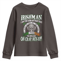 Funny Irishman Youth Sweatshirt When My Feet Hit The Floor Each Morning The Devil Says Oh Crap He's Up