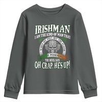 Funny Irishman Youth Sweatshirt When My Feet Hit The Floor Each Morning The Devil Says Oh Crap He's Up