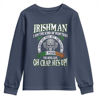 Funny Irishman Youth Sweatshirt When My Feet Hit The Floor Each Morning The Devil Says Oh Crap He's Up