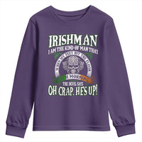 Funny Irishman Youth Sweatshirt When My Feet Hit The Floor Each Morning The Devil Says Oh Crap He's Up