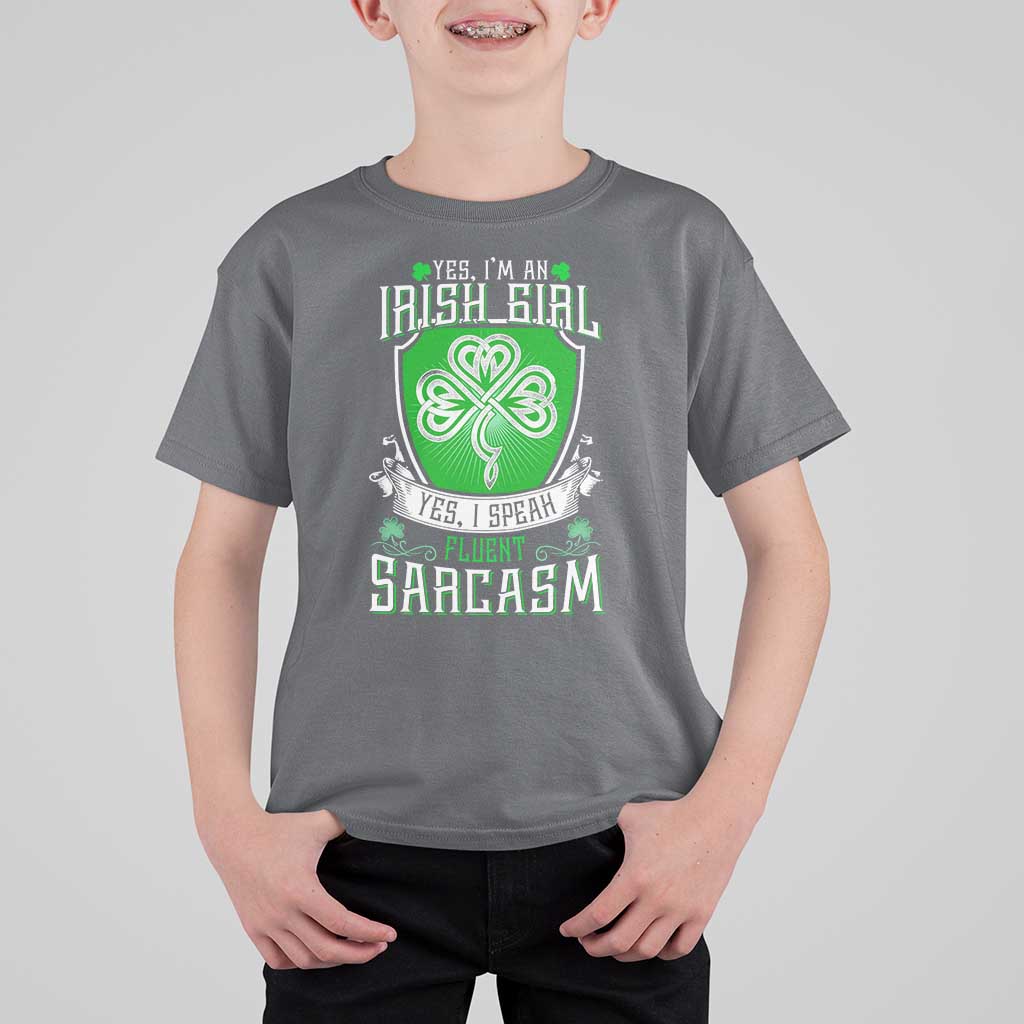 Funny Irish Girl T Shirt For Kid I Speak Fluent Sarcasm