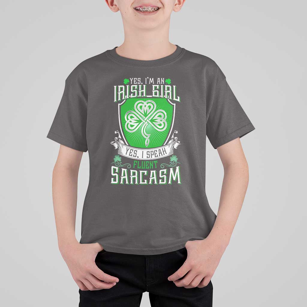 Funny Irish Girl T Shirt For Kid I Speak Fluent Sarcasm