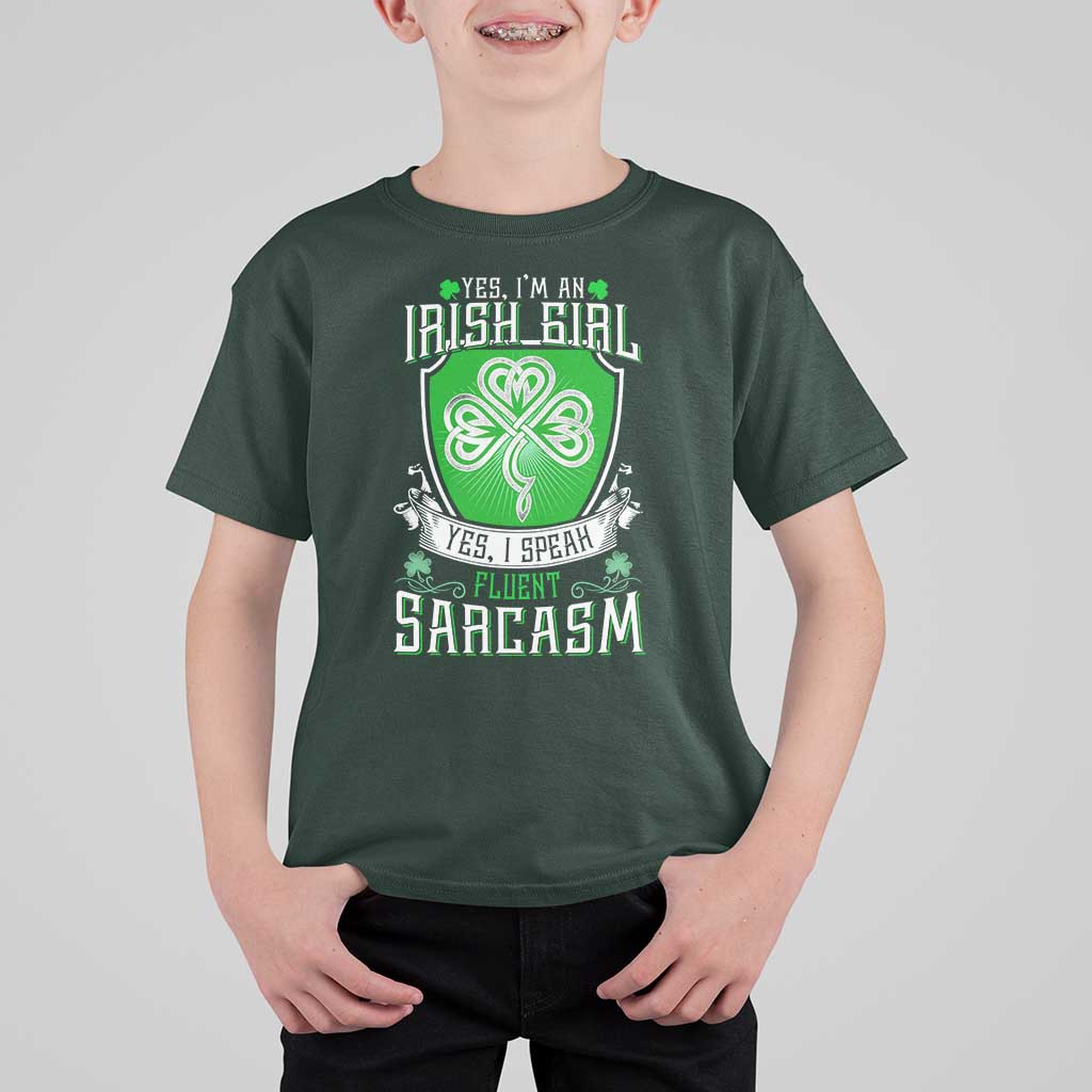 Funny Irish Girl T Shirt For Kid I Speak Fluent Sarcasm