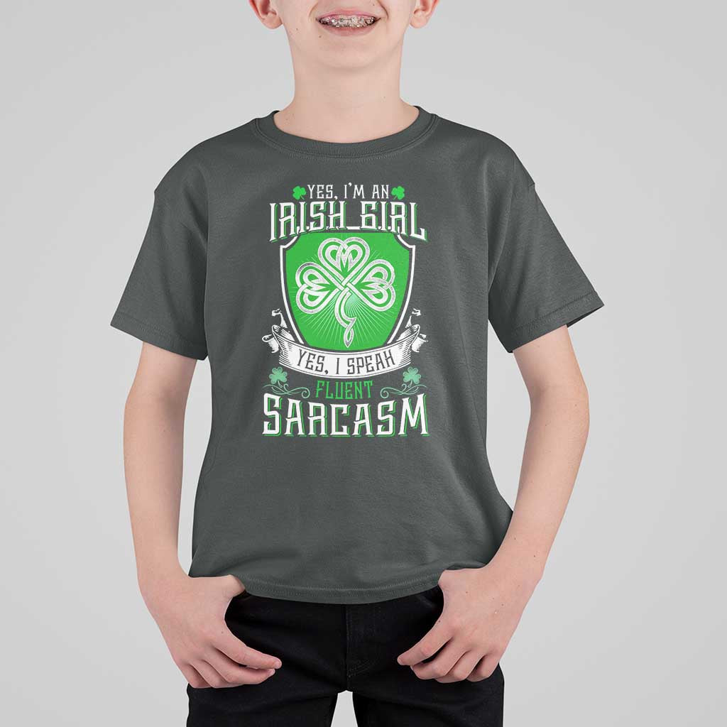 Funny Irish Girl T Shirt For Kid I Speak Fluent Sarcasm