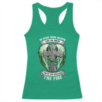 Irish Women Racerback Tank Top In Every Irish Woman Lies An Angel Until You Unleash The Fire