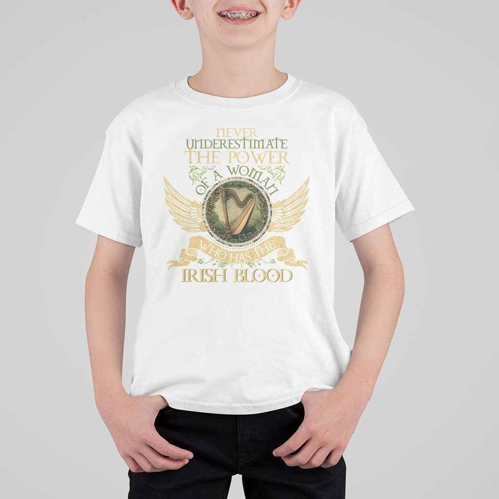 Never Underestimate The Power Of Irish Women T Shirt For Kid