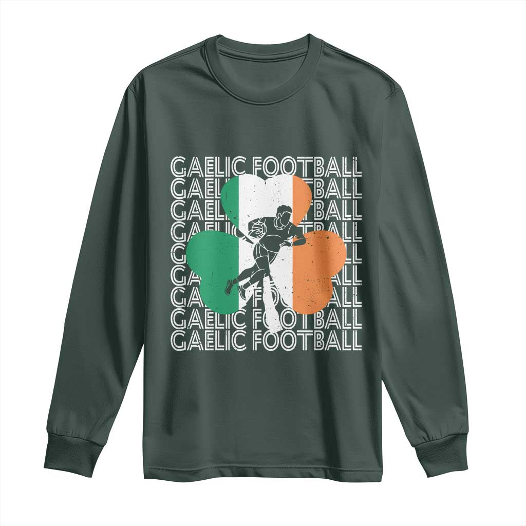 Gaelic Football Long Sleeve Shirt Irish Flag Shamrock