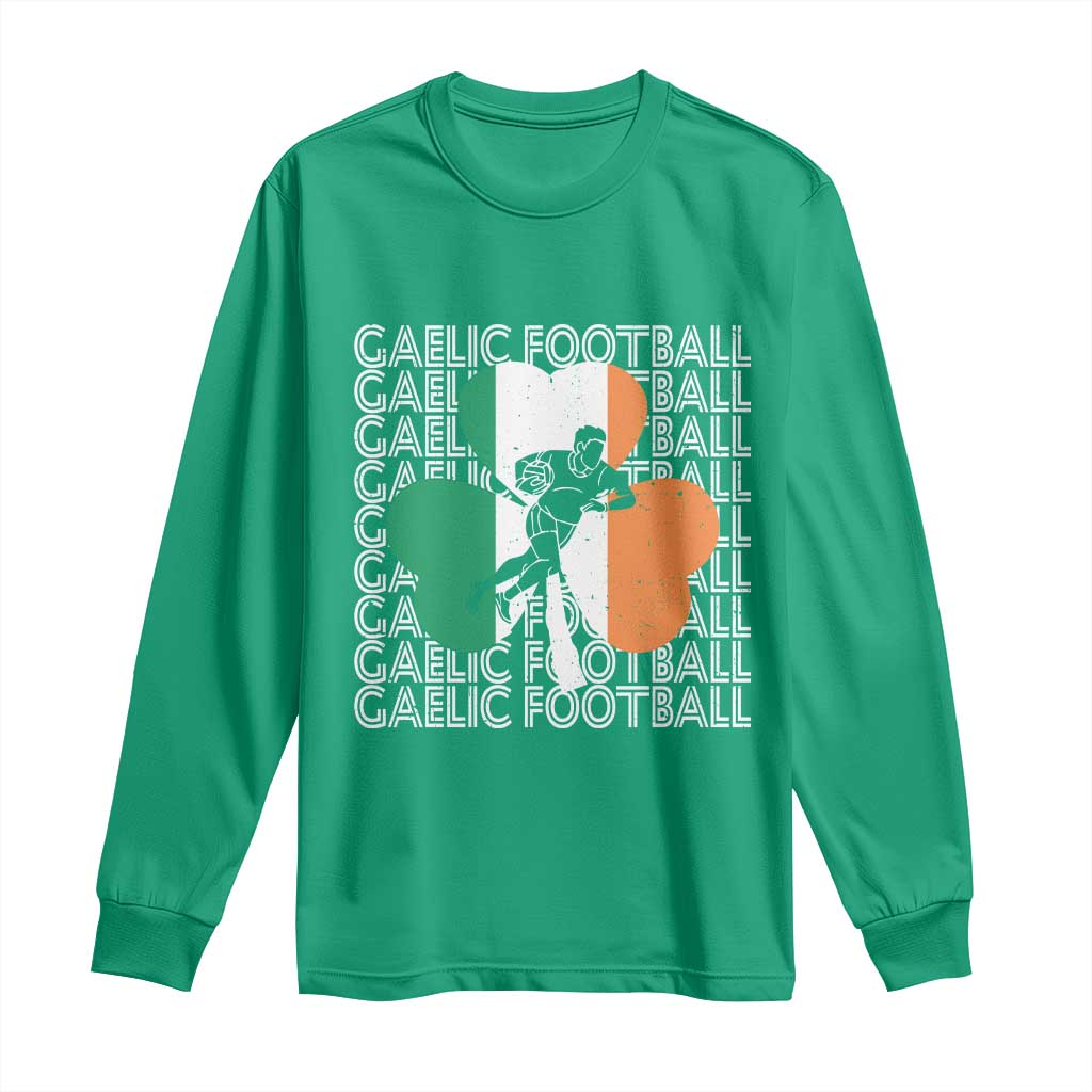 Gaelic Football Long Sleeve Shirt Irish Flag Shamrock