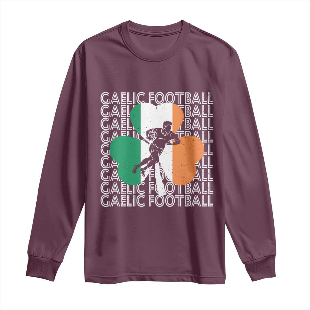 Gaelic Football Long Sleeve Shirt Irish Flag Shamrock