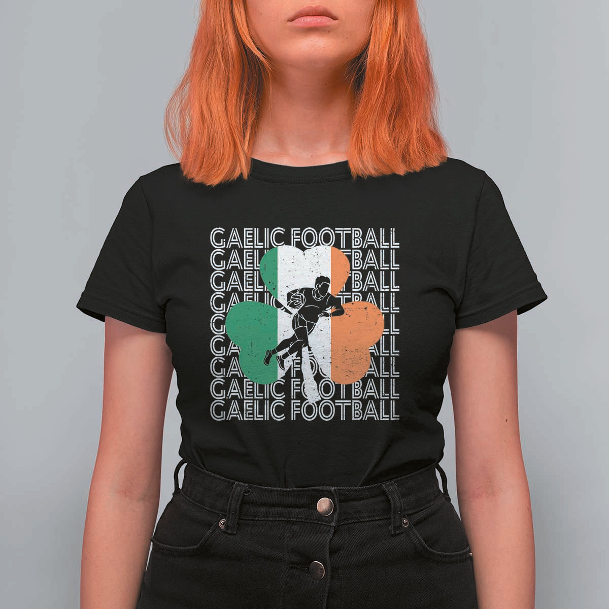 Gaelic Football T Shirt For Women Irish Flag Shamrock