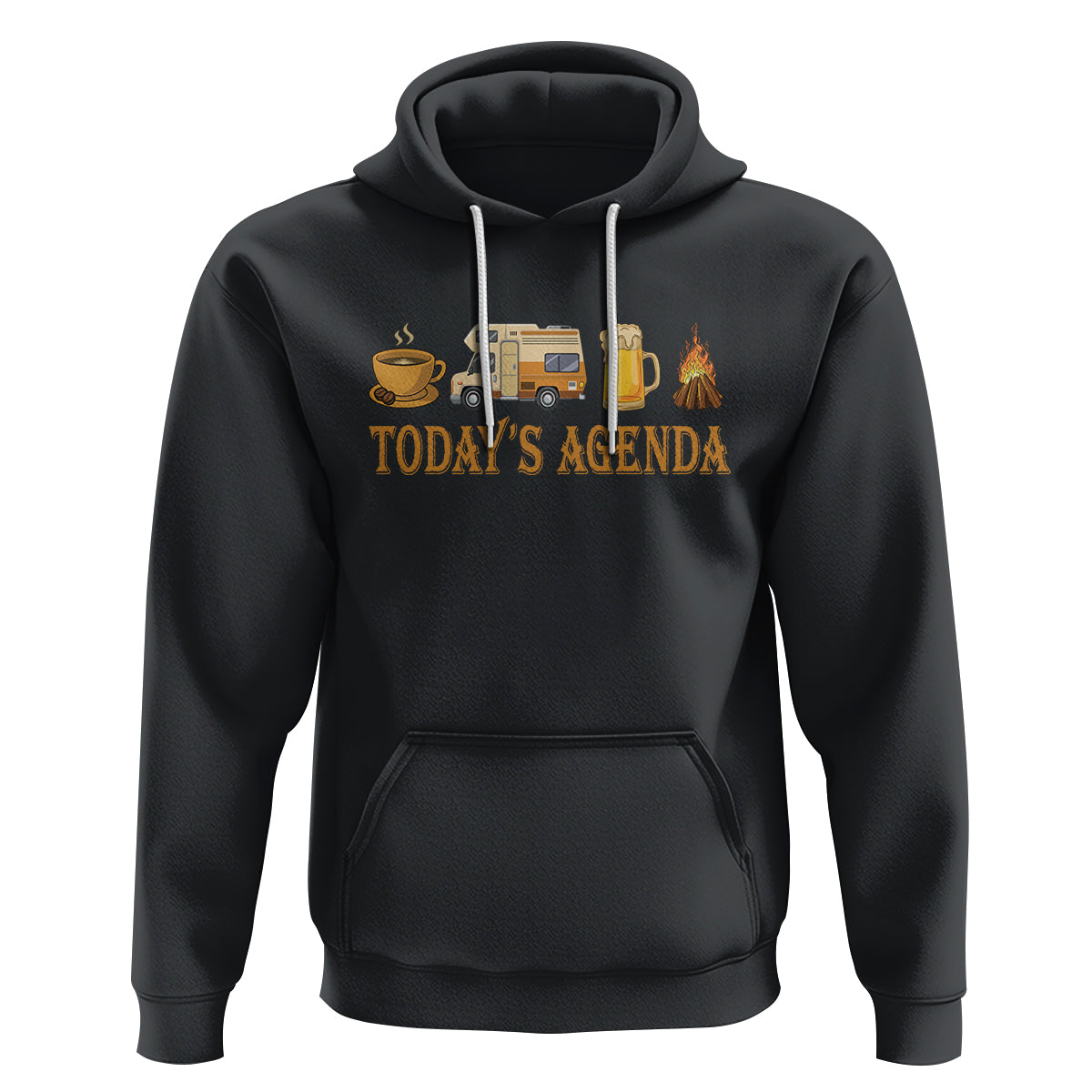 Camping Lover Hoodie Today's Agenda Road Trip RV Motorhome Campfire - Wonder Print Shop