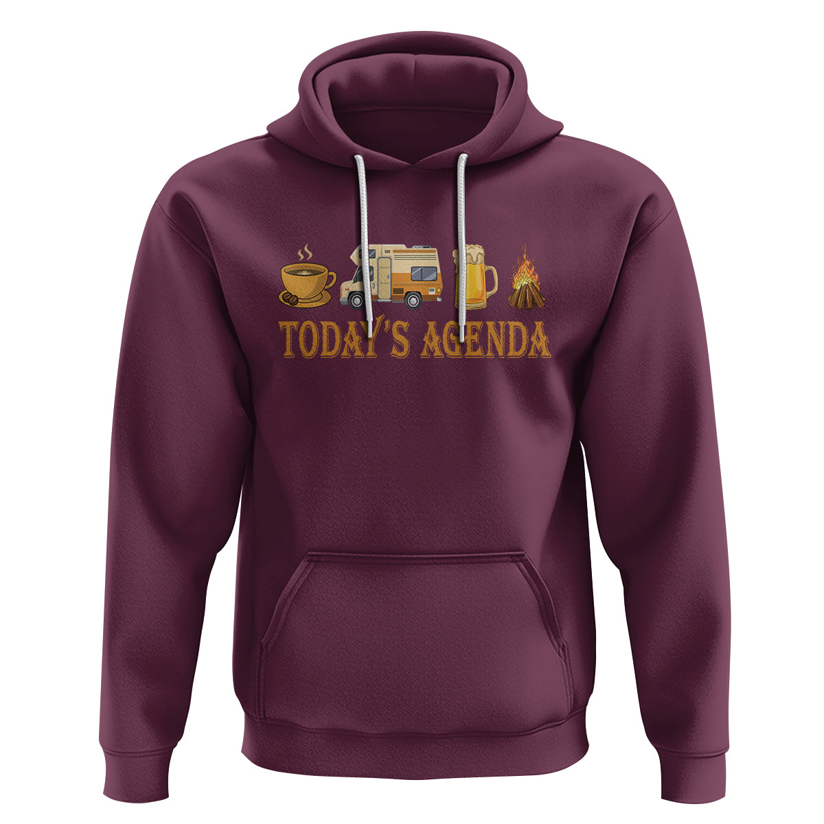 Camping Lover Hoodie Today's Agenda Road Trip RV Motorhome Campfire - Wonder Print Shop