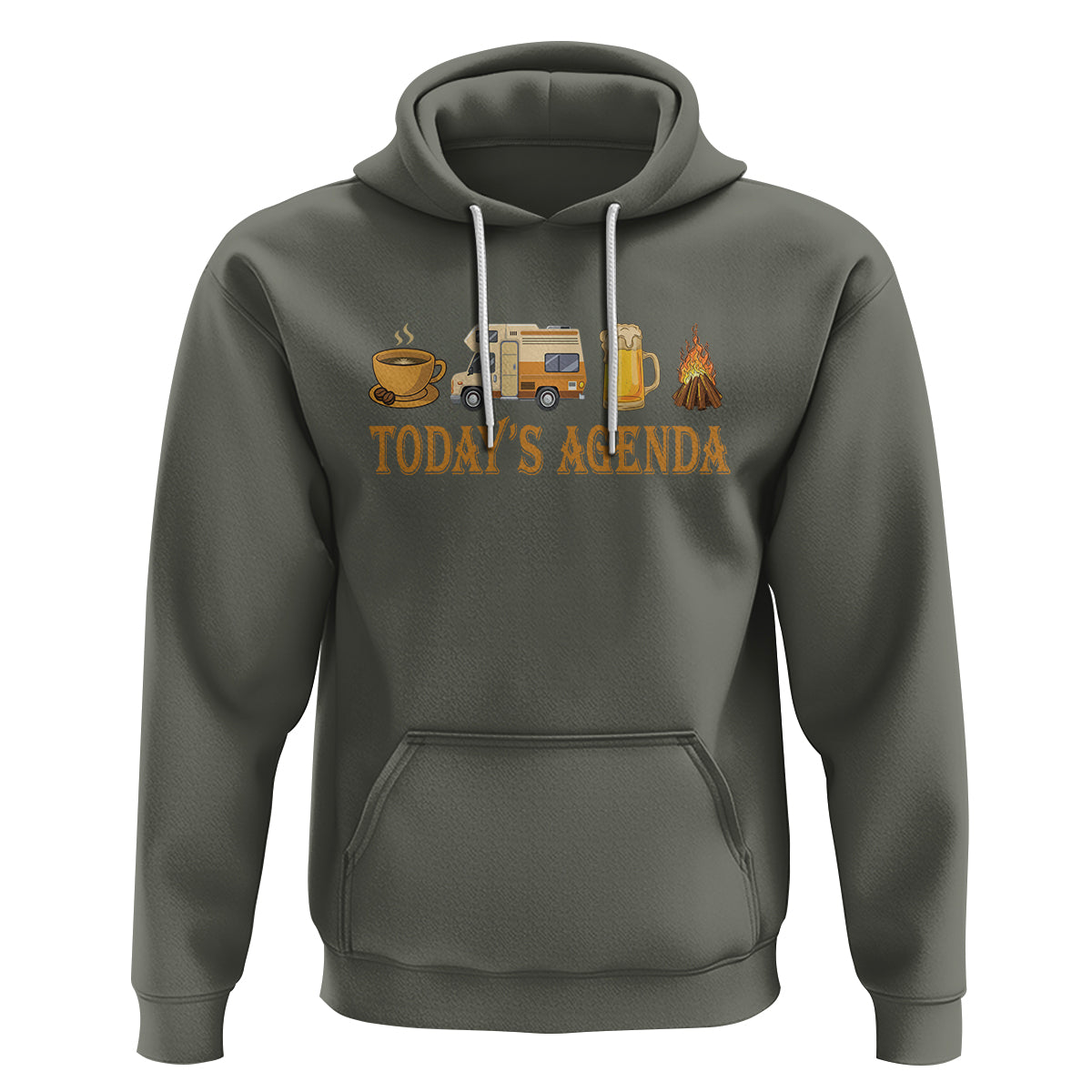 Camping Lover Hoodie Today's Agenda Road Trip RV Motorhome Campfire - Wonder Print Shop